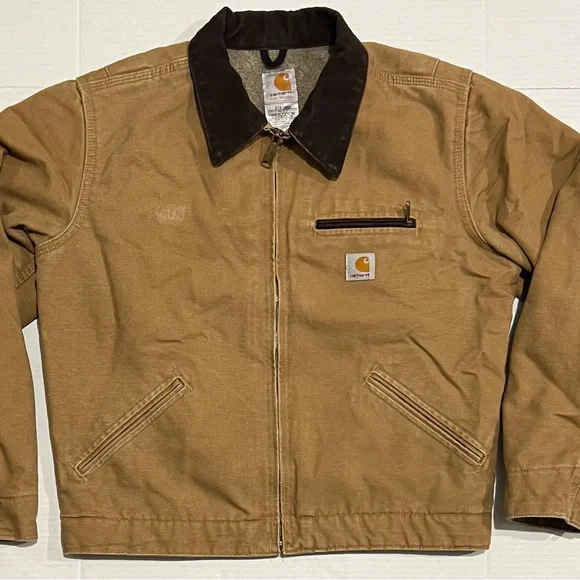 Vintage Carhartt Women M Detroit Jacket Sherpa Lined Wj097 Cml Brown Tan Y2k - Picture 1 of 14